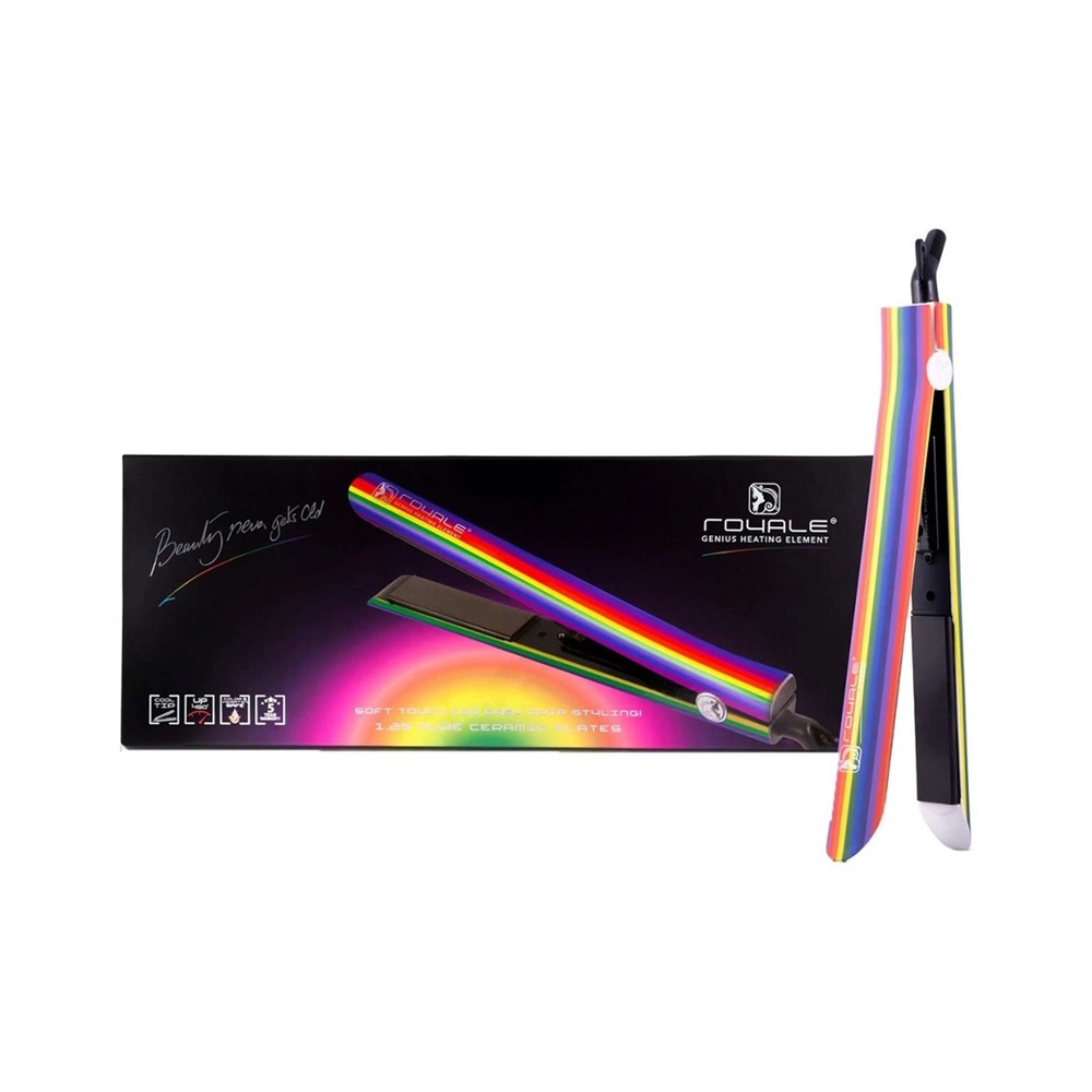 NEW Royale‎ Genius 1.25" Pure Ceramic Hair Straightener - Rainbow Edition